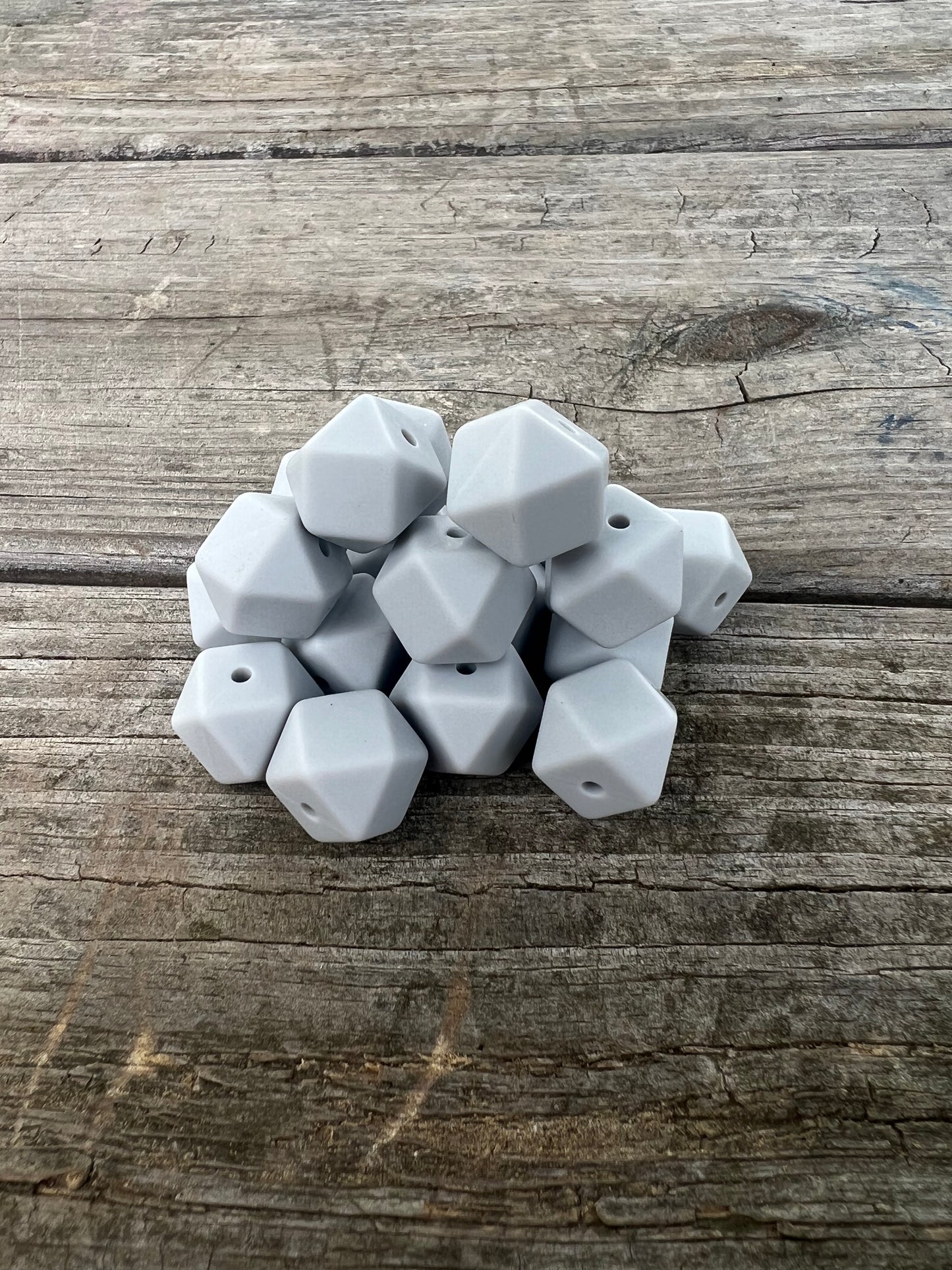 14mm Lightest Grey Hexagon Beads