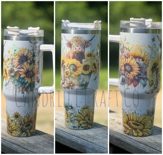 Sunflower Cow Tumbler