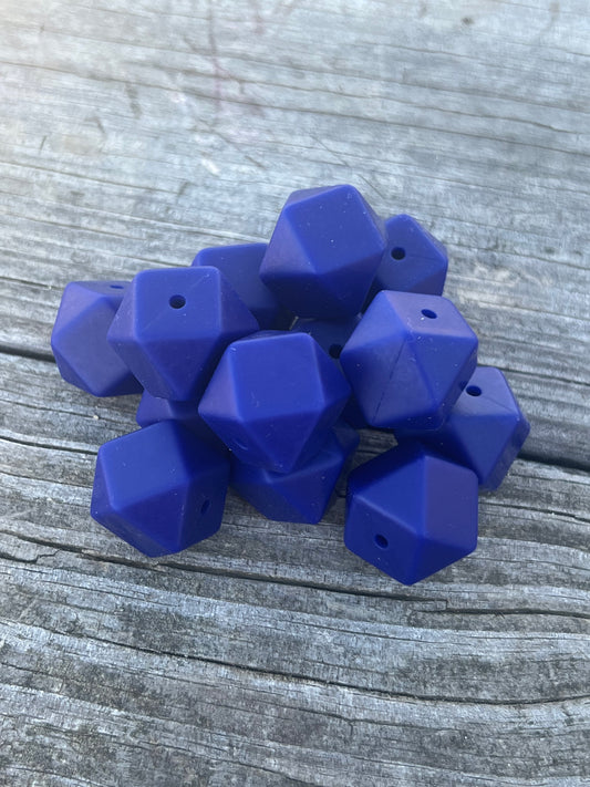 17mm Navy Hexagon Beads