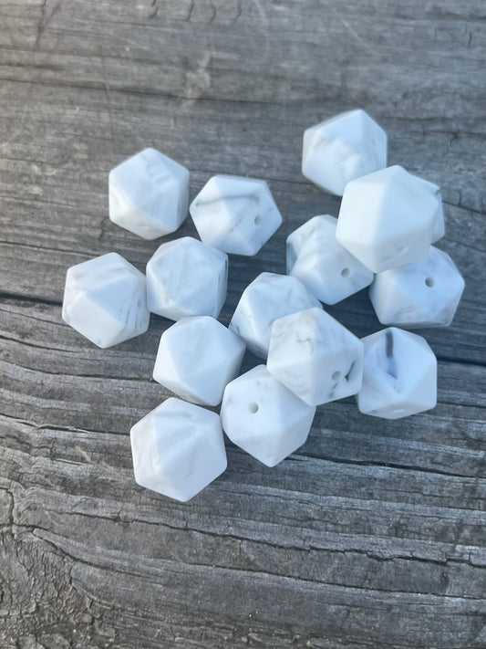 17mm Marble Hexagon Bead - Candrilli Craft Co